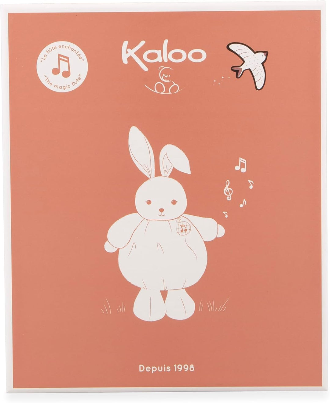 KALOO - Musical Schmusetuch Kaninchen Bordeaux 17cm - Ultraweiches und Flauschiges Plüschtier für Ba