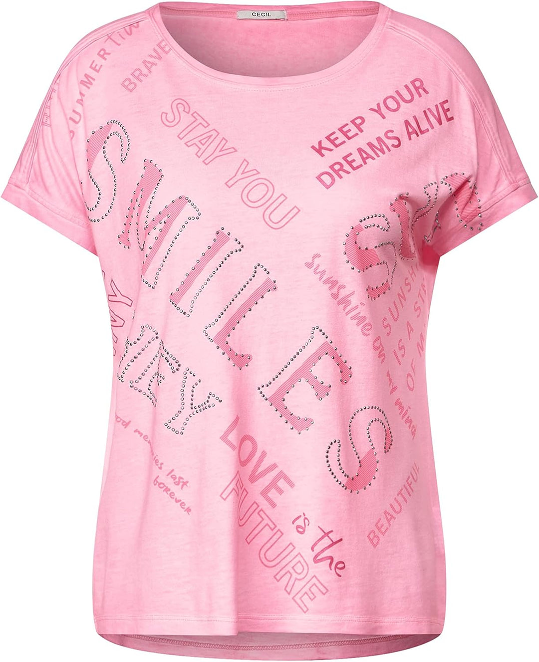 Cecil Damen Kurzarmshirt Bedruckt XS Soft Neon Pink, XS Soft Neon Pink