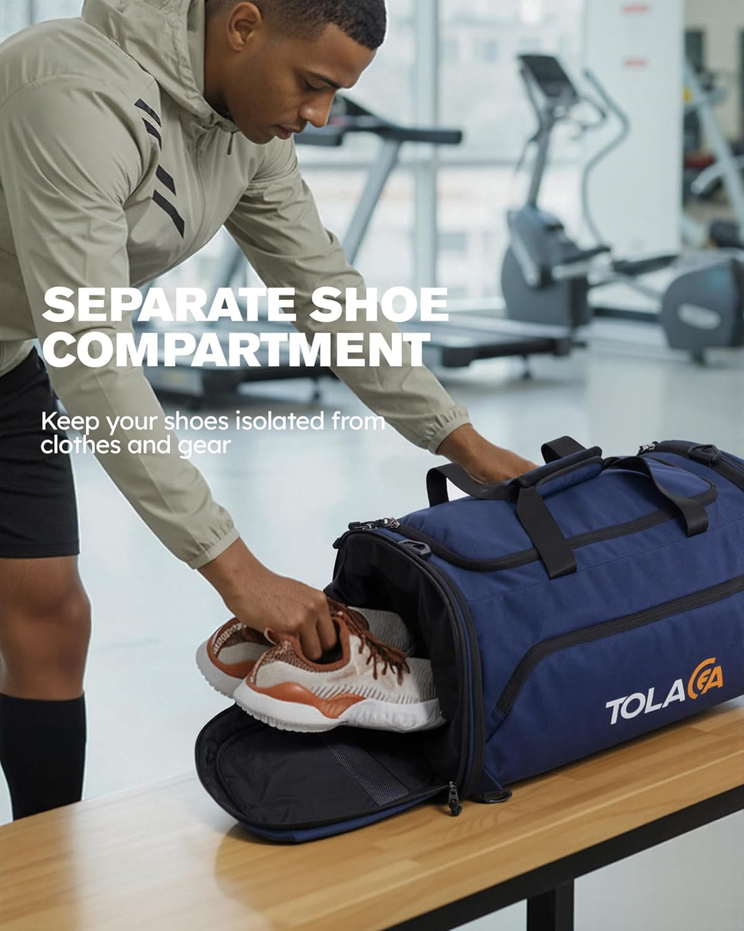 Tolaccea Sporttasche 56–70L für Herren & Damen – Erweiterbare Reisetasche mit Schuhfach & Nassfach,