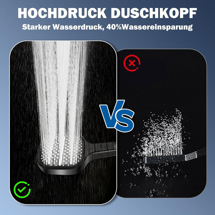 Duschkopf mit Schlauch 7 Strahlarten Handbrause Dusche Wassersparend, 1.5m Schlauch, 13cm Gross, Ant