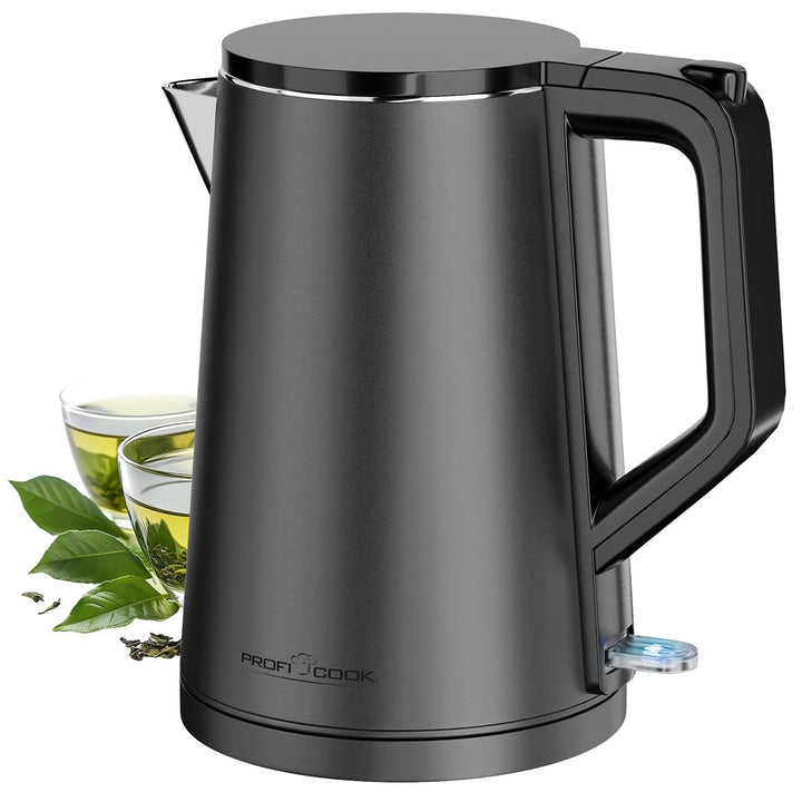 ProfiCook® Wasserkocher 1,5 Liter | 2200W | doppelwandiges Thermogehäuse | Einhandbedienung | Statio
