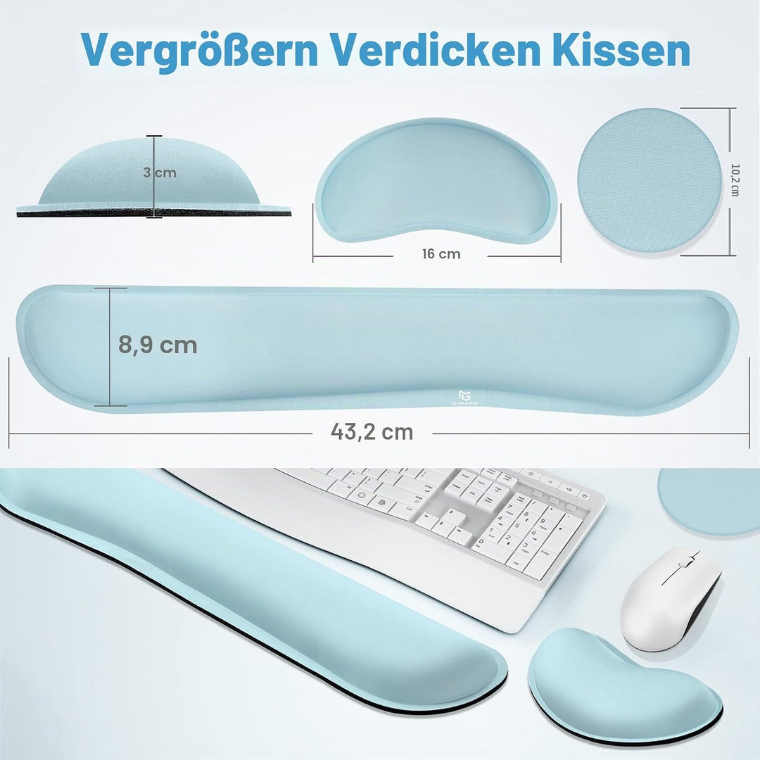 Gimars Vergrössertes Gel-Memory-Schaumstoff-Set, Tastatur-Handgelenkauflage, Maus-Handgelenkpolster,