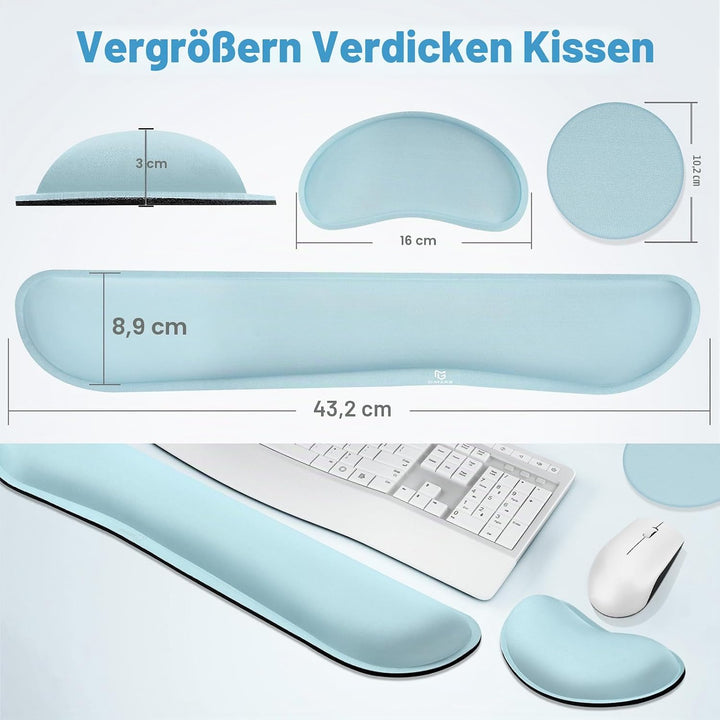 Gimars Vergrössertes Gel-Memory-Schaumstoff-Set, Tastatur-Handgelenkauflage, Maus-Handgelenkpolster,
