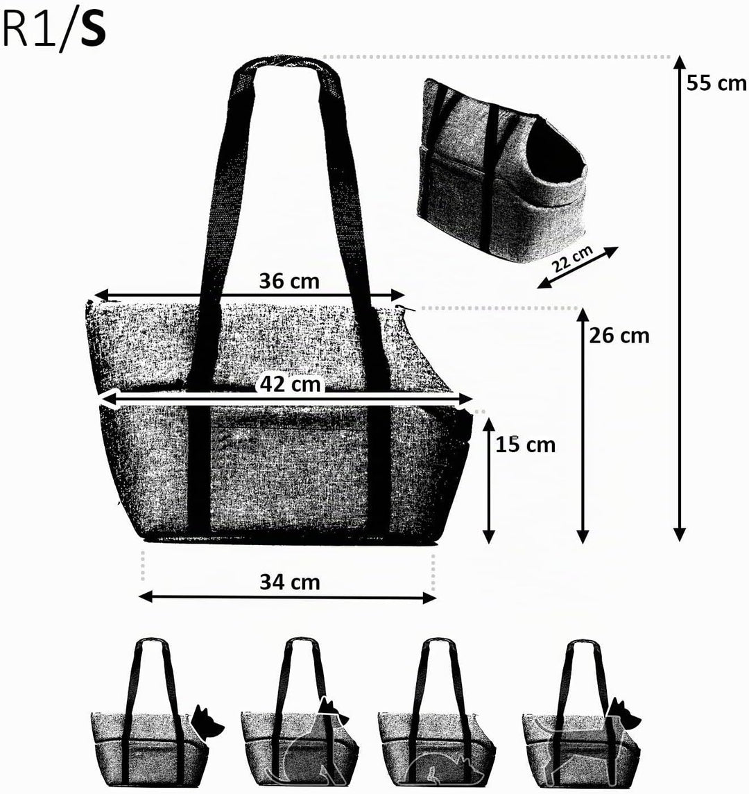 BOUTIQUE ZOO Hundetasche, Welpentasche - Grau (Kunstleder/Wildlederimitat), S bis 5 kg - Tragetasche