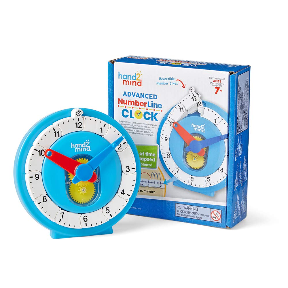 Learning Resources Zeitgemässe Zahlenleisten-Uhr für Kinder, Uhrzeit erlernen, Mathe-Anschauungsmate