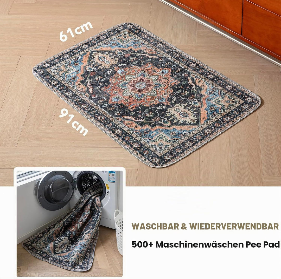 Waschbar Haustier-Urinunterlage, 2 Pack Wiederverwendbare Welpenunterlagen Matte für Hunde (Pattern