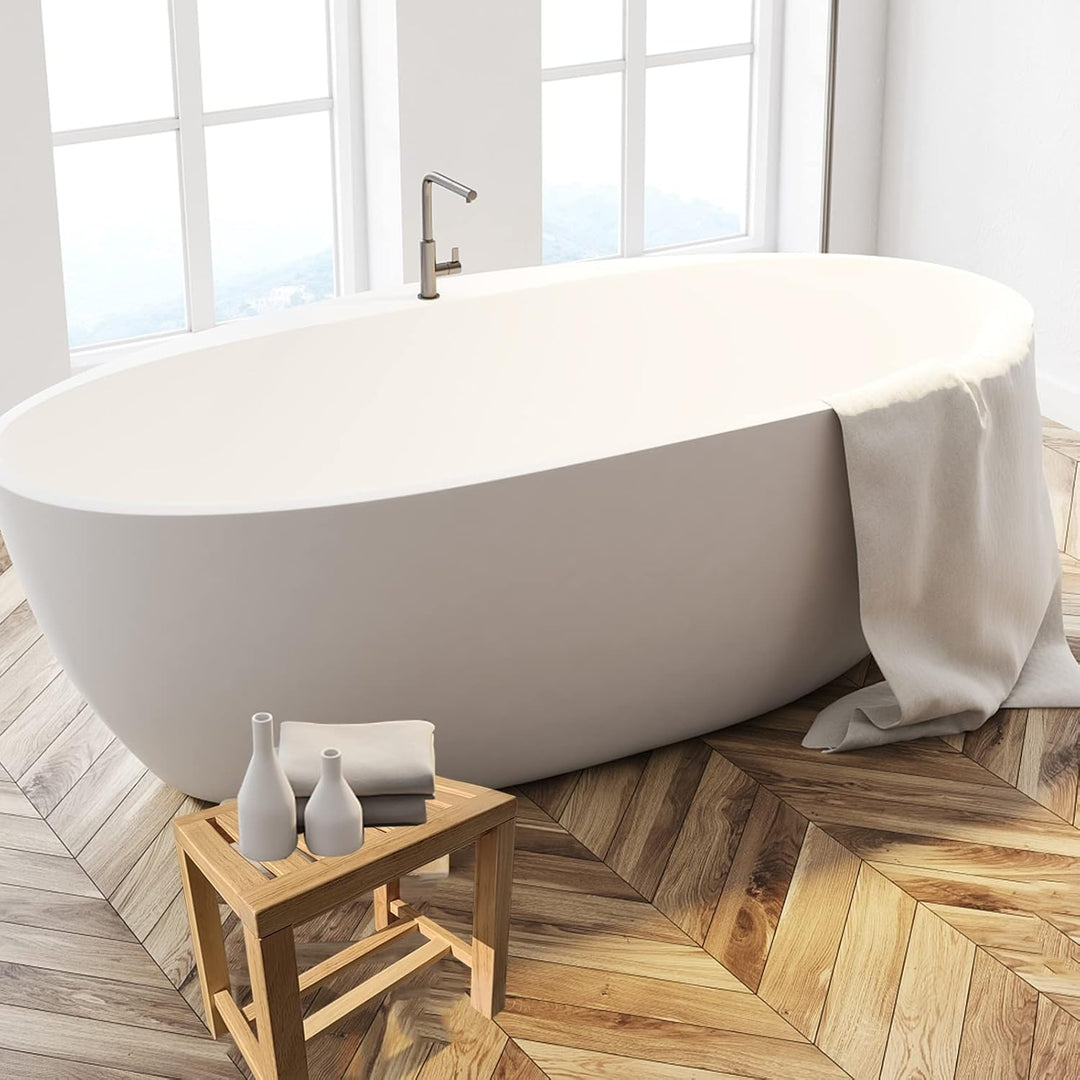 AMSXNOO Bambus Badezimmer Hocker, Duschhocker Badhocker Sitzhocker für Garderobe Beistelltisch Badez