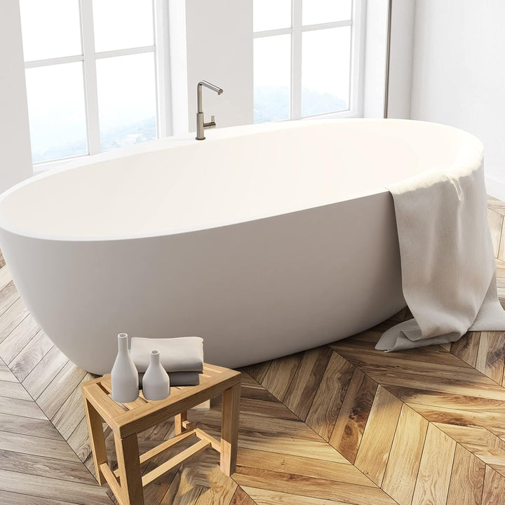 AMSXNOO Bambus Badezimmer Hocker, Duschhocker Badhocker Sitzhocker für Garderobe Beistelltisch Badez