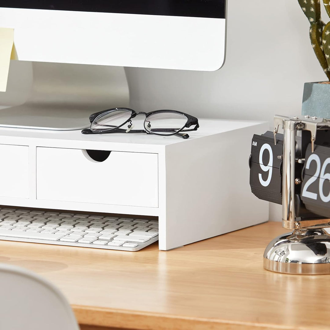 SoBuy BBF03-W Monitorerhöhung Monitorständer Bildschirmständer Schreibtischaufsatz mit Fächern und 3