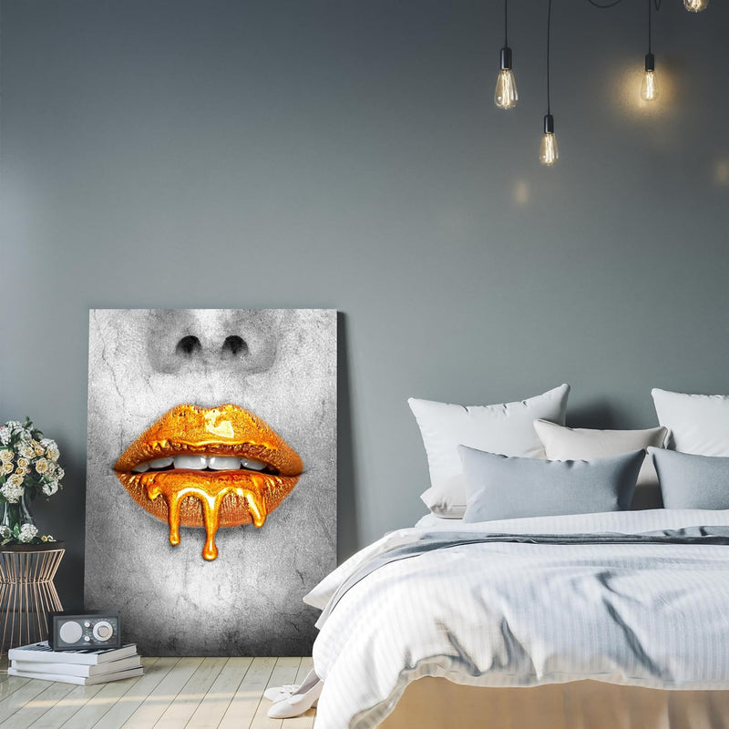 wandmotiv24 Leinwandbild 260 g/m² - Kunstdruck auf Leinwand - Wandkunst - Wandbild mit Frauen Lippen