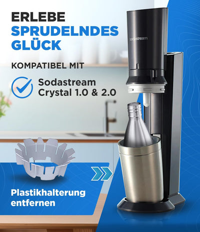 MATE OF STEEL® Kompatibel mit Sodastream Crystal - Premium 0.9L Edelstahl Flasche – Spülmaschinenfes