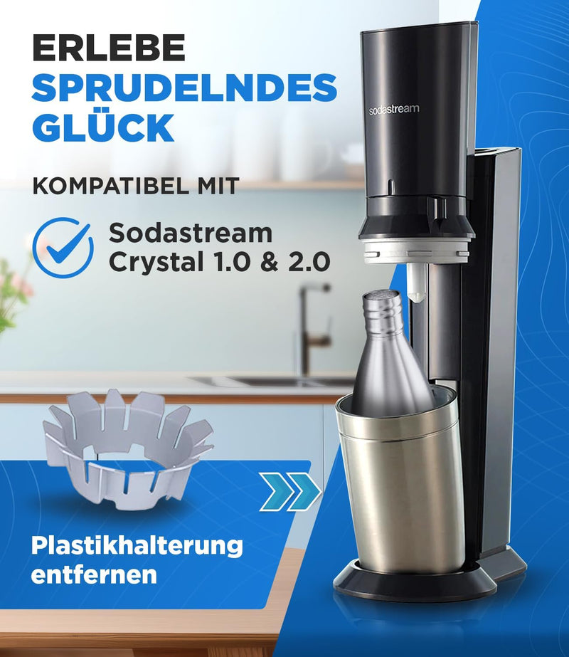 MATE OF STEEL® Kompatibel mit Sodastream Crystal - Premium 0.9L Edelstahl Flasche – Spülmaschinenfes