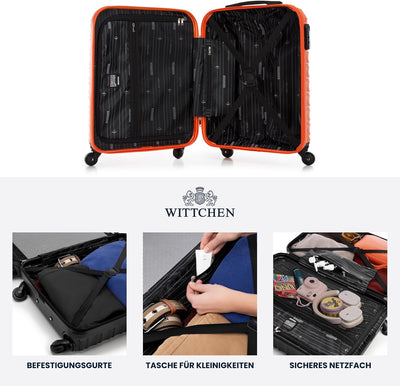 WITTCHEN Reisekoffer 3er Koffer-Set Rollkoffer Trolley Handgepäck Hartschale aus ABS mit 4 Spinner-R