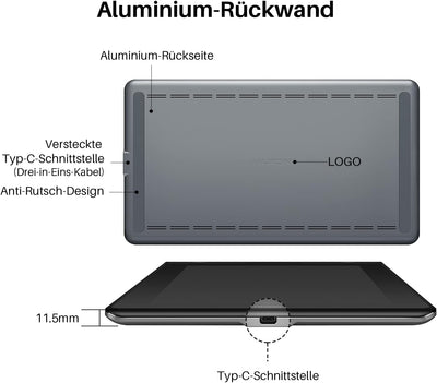 HUION Kamvas Pro 16 15,6-Zoll-IPS-Display Grafiktabletts mit voll laminiertem, blendfreiem Glasbilds