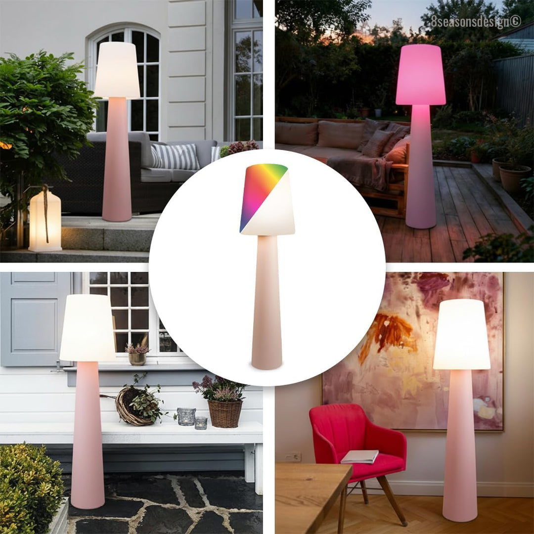 8 seasons design LED Stehlampe No. 1-160cm gross (Rosa), E27, RGB Farbwechsel, dimmbar, Fernbedienun