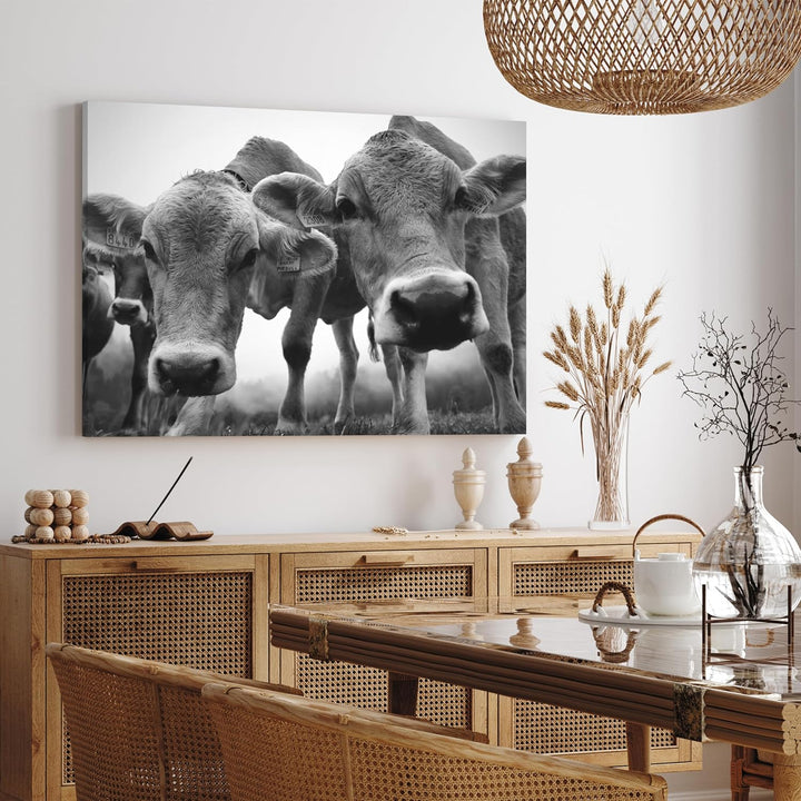 wandmotiv24 Leinwandbild, Tiere, 80x60cm, Querformat, Kühe, Deko, Bilder auf Leinwand, Wanddeko, XXL