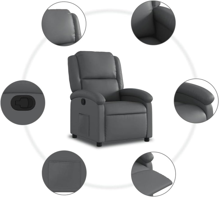 Homgoday Komfortables Liegesofa mit Kunstlederbezug Grau - 71x86,5x99,5 cm - Wohnzimmer oder Büro Mo