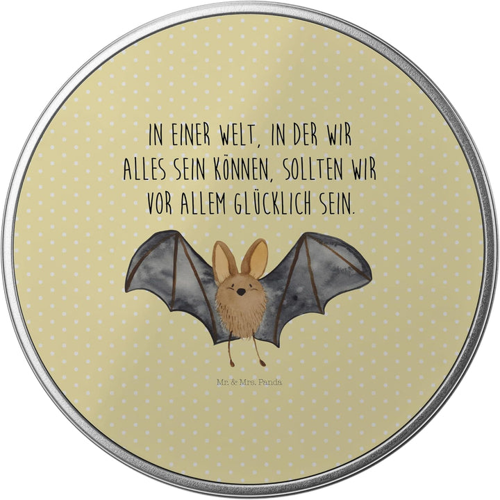 Mr. & Mrs. Panda Blechdose rund Fledermaus Flügel - Geschenk, Aufbewahrungsbox, lustige Sprüche, Tie
