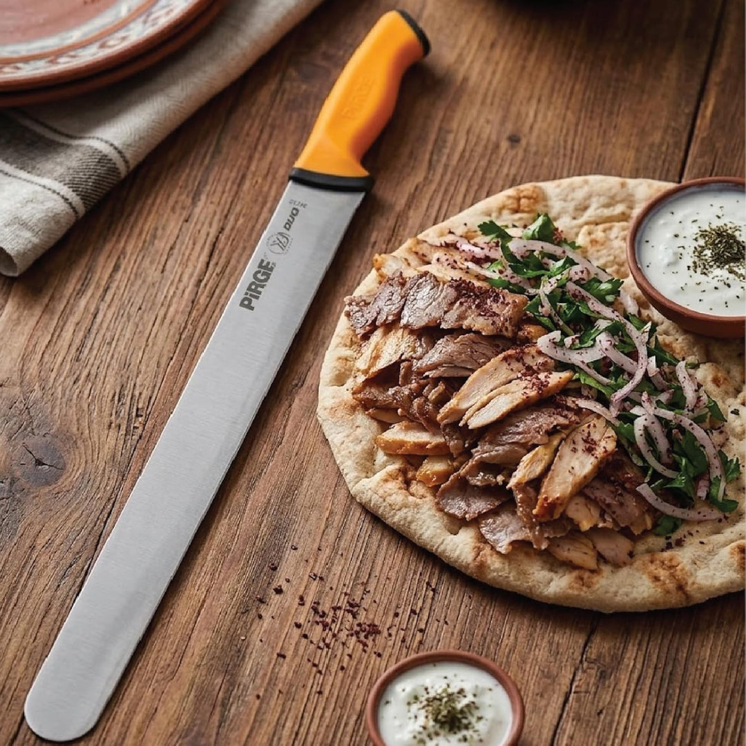 Pirge Duo Dönermesser 45 cm Gelb - Aufschnittmesser - Schärfstes Döner Langmesser - Schneidemesser -
