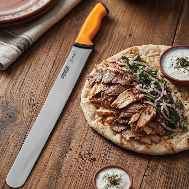 Pirge Duo Dönermesser 55 cm Gelb - Aufschnittmesser - Schärfstes Döner Langmesser - Schneidemesser -