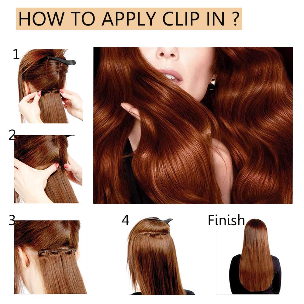 SEGO Extensions Clip in Echthaar 8 Pcs Clip in Echthaar Remy Haarverlängerung Natürliche Haarteil gl
