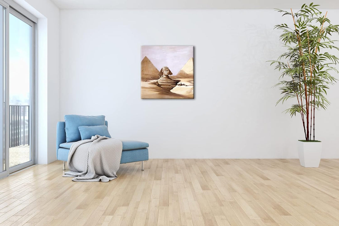 deyoli gezeichnete Pyramiden von Gizeh Format: 60x60 als Leinwandbild, Motiv fertig gerahmt auf Echt