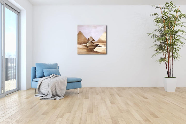 deyoli gezeichnete Pyramiden von Gizeh Format: 60x60 als Leinwandbild, Motiv fertig gerahmt auf Echt