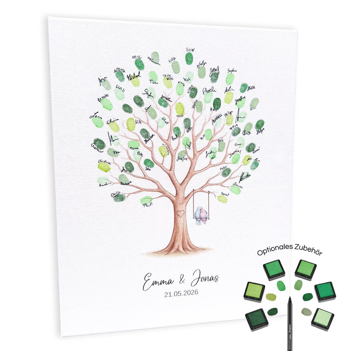 KATINGA Leinwand zur Hochzeit – Bild für Fingerabdrücke mit Baum - Personalisiert – Hochzeitsbaum –