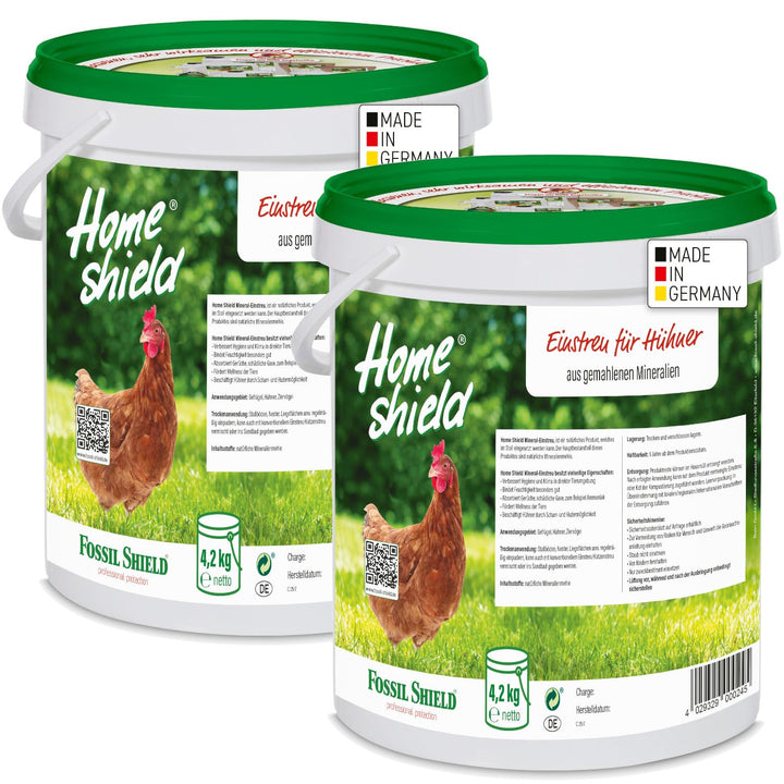 Home Shield Kieselgur Einstreu für Hühner 2x 4,2 kg Eimer - Kieselgur-Pulver Hygieneprodukt für Tier