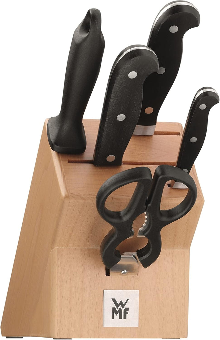 WMF Messerblock ohne Messer, unbestückt, Holz, Buchenholz leer, für 3 Messer, 1 Wetzstahl