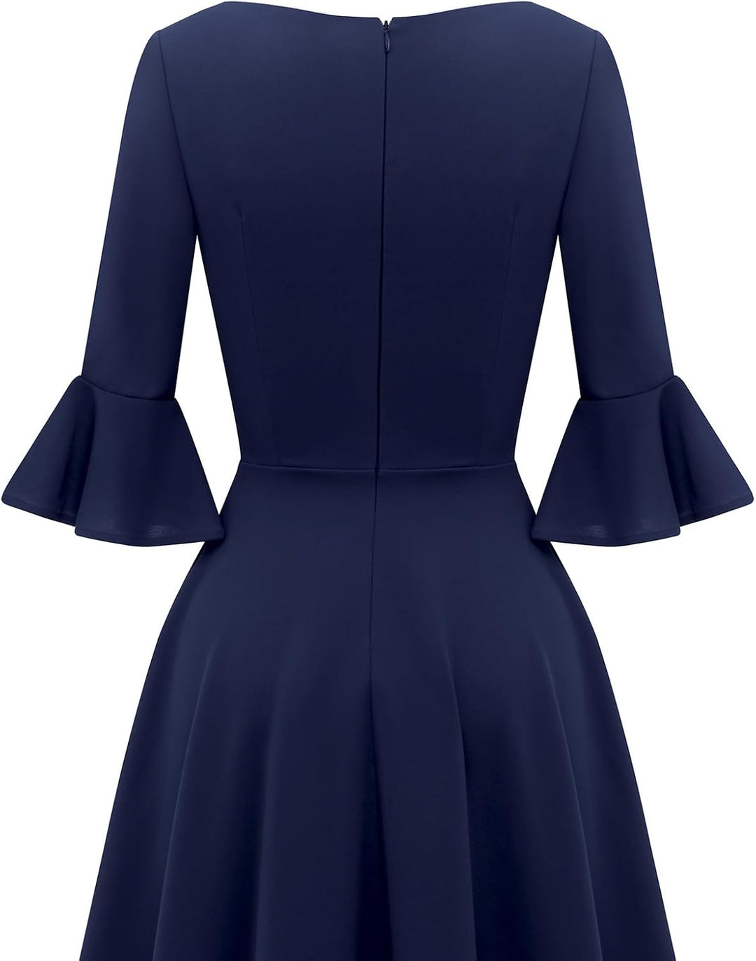 Gardenwed Festliches Kleid Damen 3/4 arm Flare Bell Sleeve Rundhals Kleider High-Low Cocktailkleider