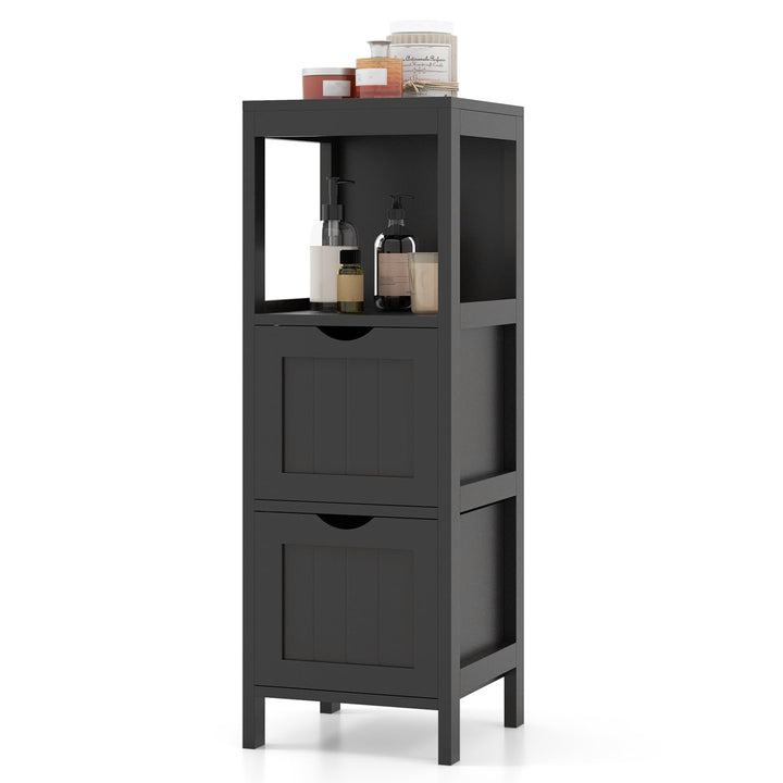 LIFEZEAL Badschrank Klein, Badezimmerschrank mit 2 Schubladen, Freistehender Badkommode Holz, Schmal