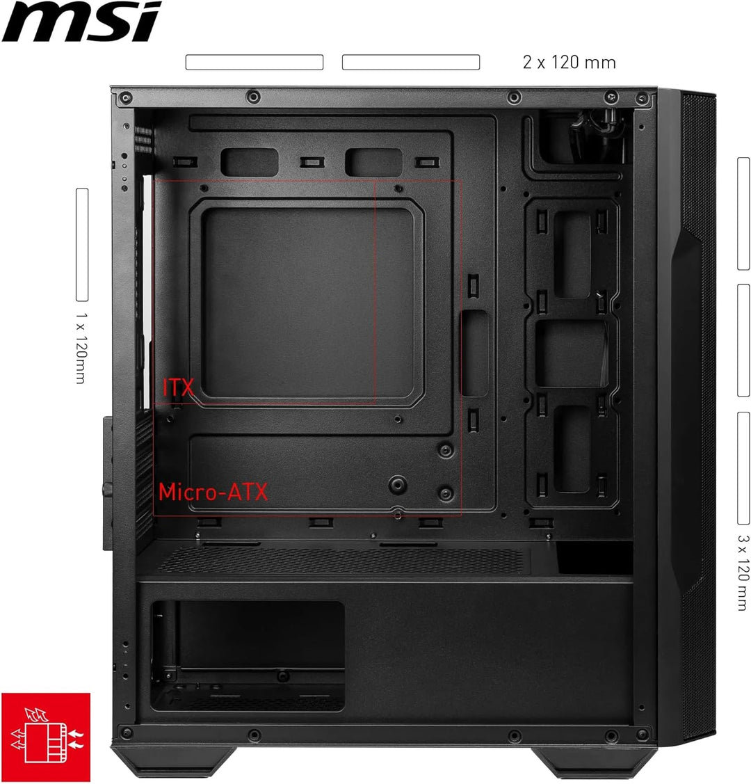 MSI MAG FORGE M100R Mini-Tower PC-Gehäuse, gehärtetes Glas, unterstützt Micro-ATX & Mini-ITX, Mesh-F