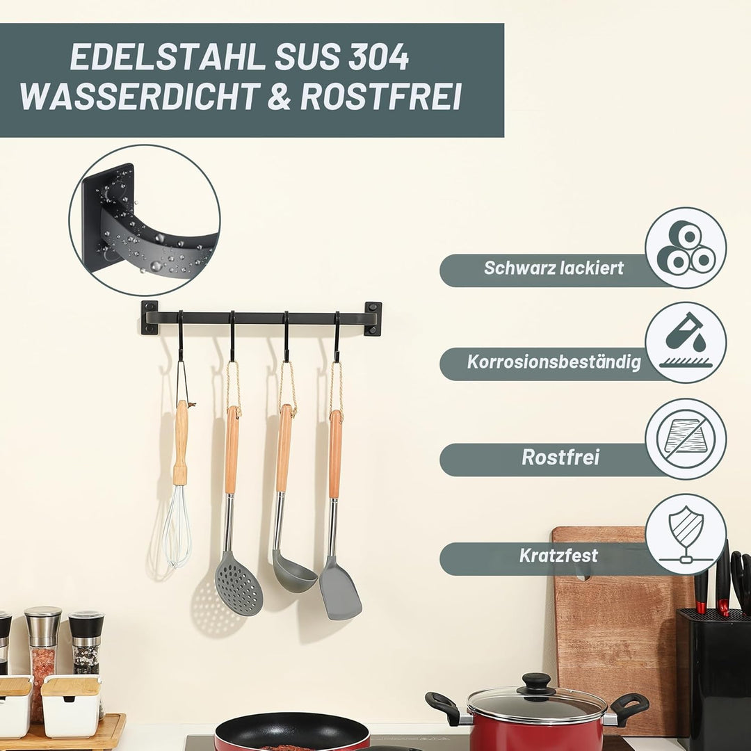 40cm SUS304 Edelstahl Handtuchhalter Schwarz, Wandmontage Handtuchständer, Handtuchstange Bad Handtu