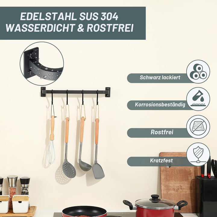 40cm SUS304 Edelstahl Handtuchhalter Schwarz, Wandmontage Handtuchständer, Handtuchstange Bad Handtu