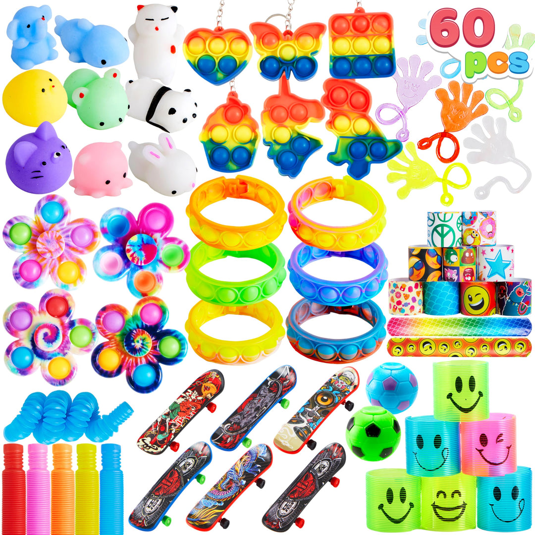 JOYIN 60 Stücke Kindergeburtstag Mitgebsel Set, Popular Fidget, Partyspielzeuge, Goodie Bags Fillers