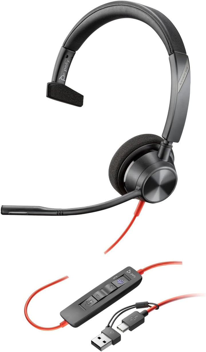 Poly Blackwire 3310-M Microsoft Teams zertifiziertes USB-C-Headset - Mono - USB Typ C, Mini-Phone (3