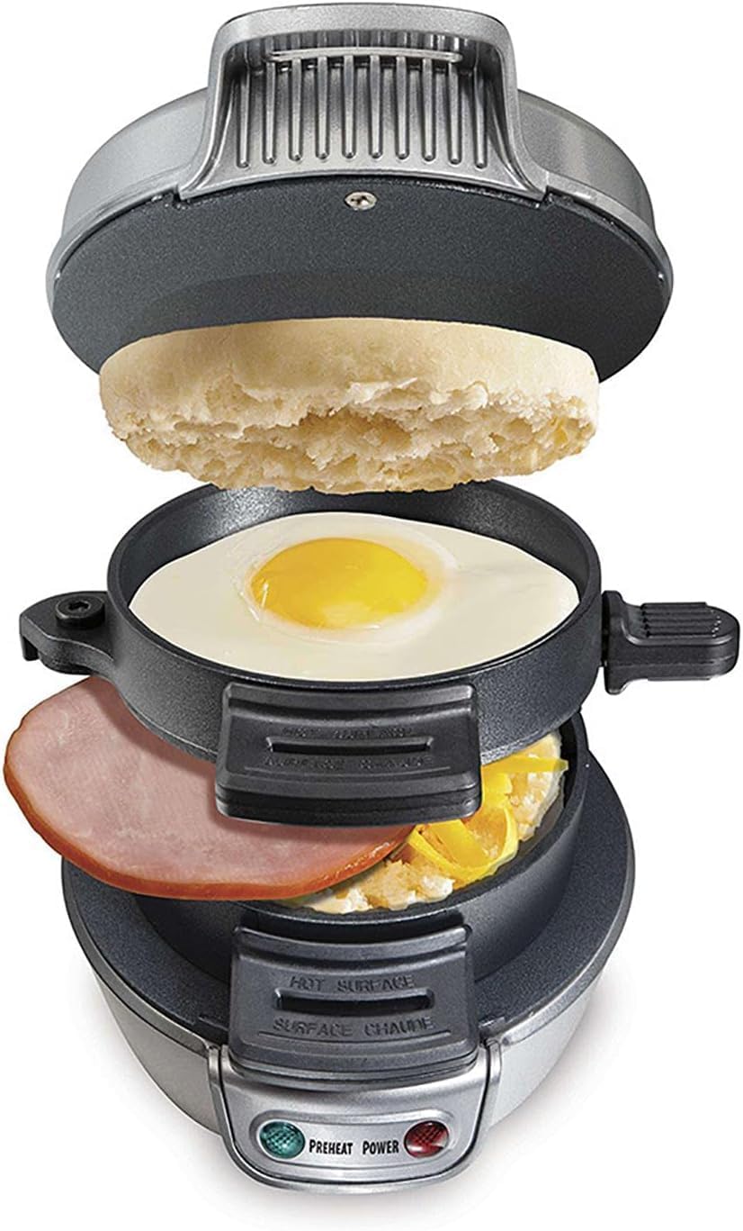 Kommerzielle Burger-Pressmaschine,dualer Frühstücks-Sandwich-Maker mit Abnehmbarer und waschbarer An