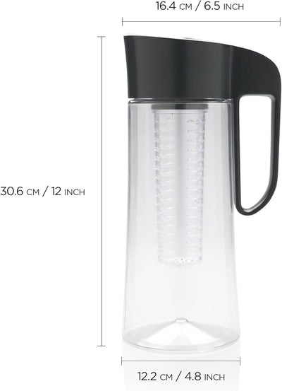 Cucina Sana Karaffe mit Fruchteinsatz 2L – Wasserkaraffe mit Deckel und Einsatz, Infused Water Pitch