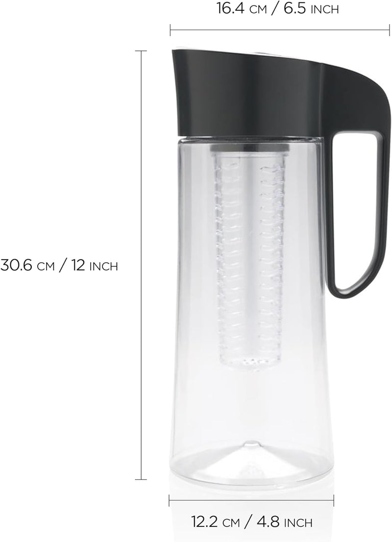 Cucina Sana Karaffe mit Fruchteinsatz 2L – Wasserkaraffe mit Deckel und Einsatz, Infused Water Pitch