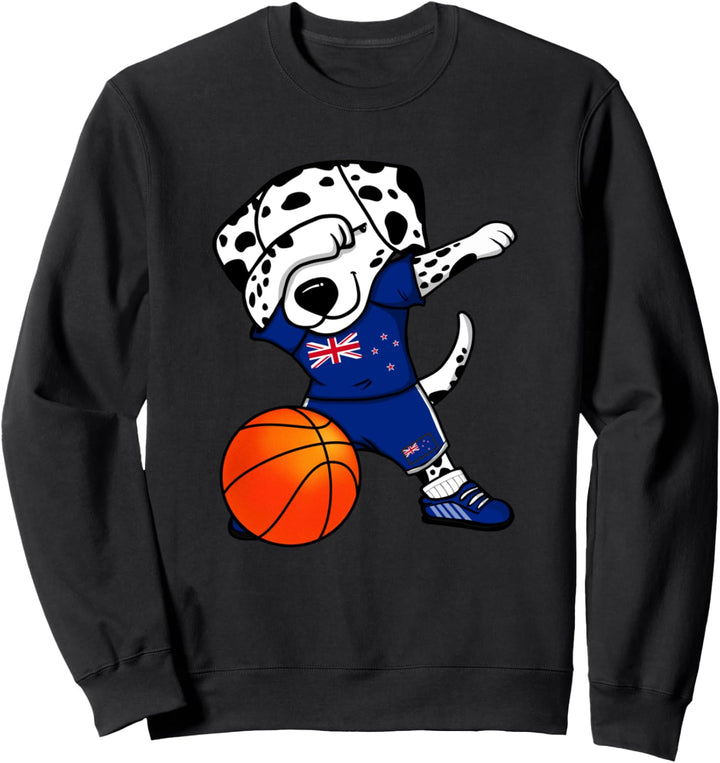 Dabbing Dalmatiner Neuseeland Basketball Mannschaft Sport Sweatshirt