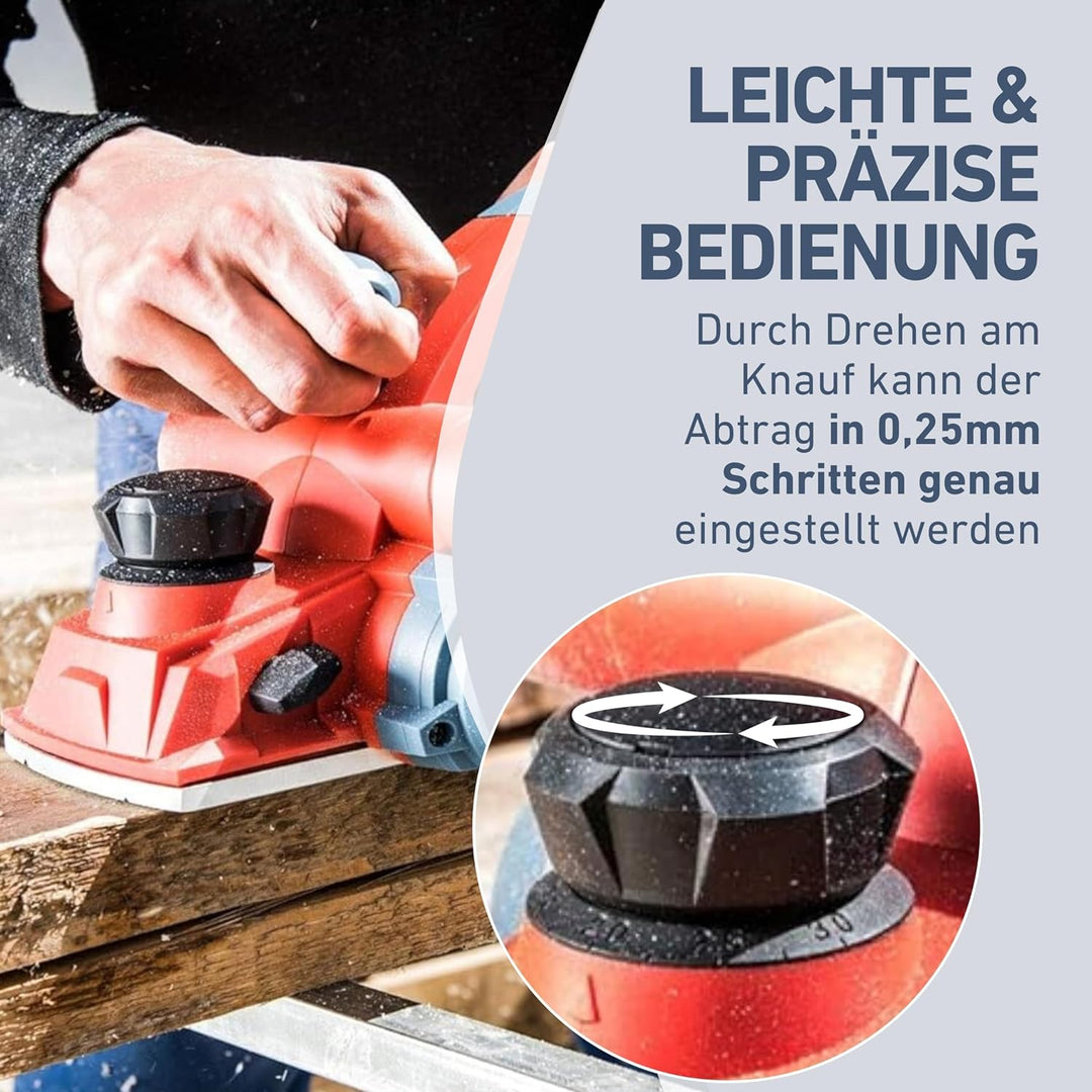 Extol Premium 8893405 Elektrohobel, Breite: 110mm, 1000W, bis 3mm Spantiefe, Parallelanschlag, 2 Ril