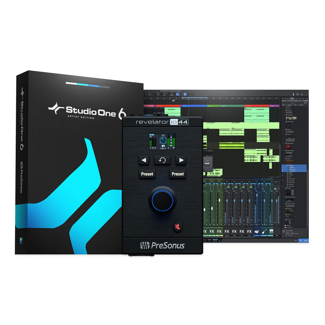 PreSonus Revelator io44 | USB-C-Audio-Interface für Musikproduktion und Streaming mit integriertem M