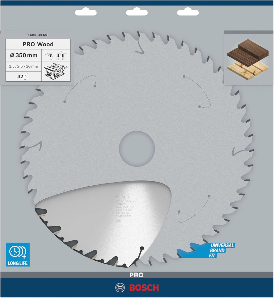 Bosch Professional 1x Kreissägeblatt Speedline Wood (für Holz, Sägeblatt Ø 350 x 30 x 3,5 mm, 32 Zäh