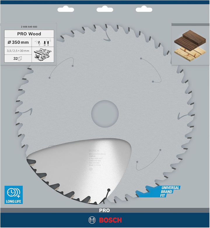 Bosch Professional 1x Kreissägeblatt Speedline Wood (für Holz, Sägeblatt Ø 350 x 30 x 3,5 mm, 32 Zäh