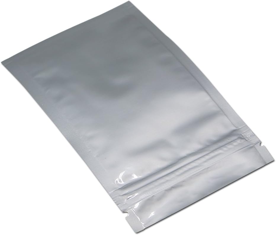 100 Stück Flache Mylar Taschen mit Reissverschlussverschluss Lebensmittel Aufbewahrung Silber Alumin