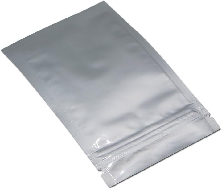 100 Stück Flache Mylar Taschen mit Reissverschlussverschluss Lebensmittel Aufbewahrung Silber Alumin