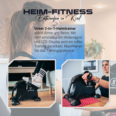 Fjoerdesports Mini-Heimtrainer, Arm- und Beintrainer, Bewegungstrainer, 2 in 1, mit Trainingsdisplay