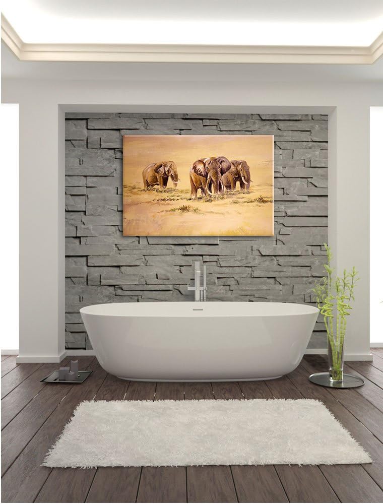 Pixxprint Afrikanische Elefanten in Südafrika, Format: 100x70 auf Leinwand, 100x70