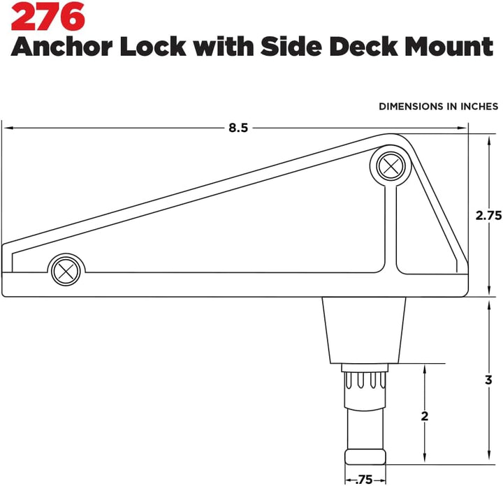 Scotty #276 Ankerschloss mit #241 Seitendeck-Halterung, schwarz, Schwarz